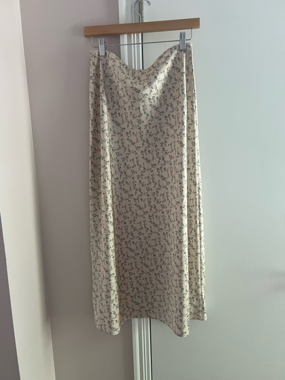 bp Cream Maxi Skirt with Green Floral Print